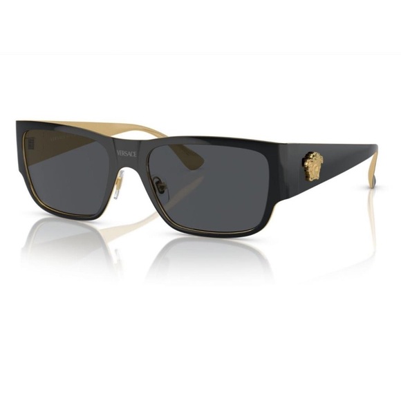 NEW VERSACE SQUARE SUNGLASSES MOD 2262 1433/87 BLACK VE2262 143387 EYEWEAR - Picture 2 of 6